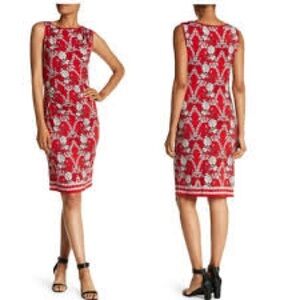 Max Studio Floral Scoop Neck Sleeveless Dress Red Size Small
